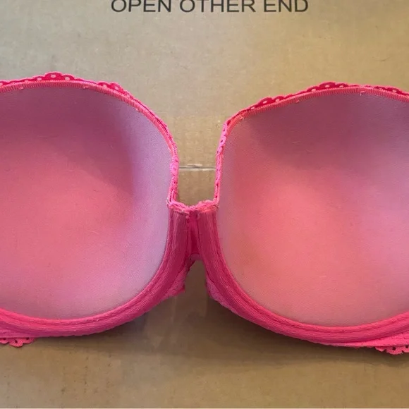 Victoria’s Secret Pink push up Date bra pink lace padded 36D - Picture 2 of 8